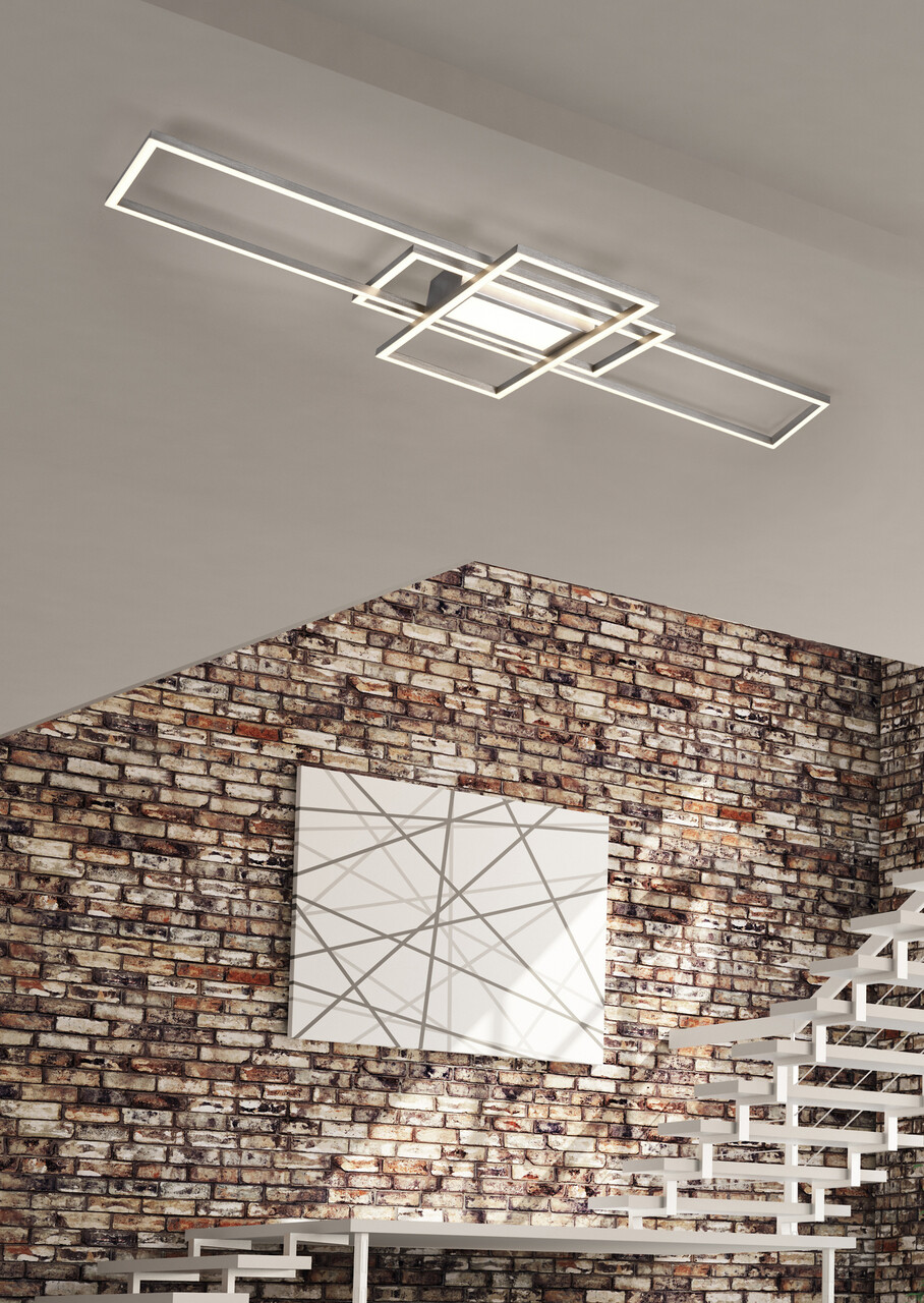 Plafoniera Irvine, TRIO, 105x42x6.5 cm, 60W, 1x SMD, metal, nichel mat - imagine 6
